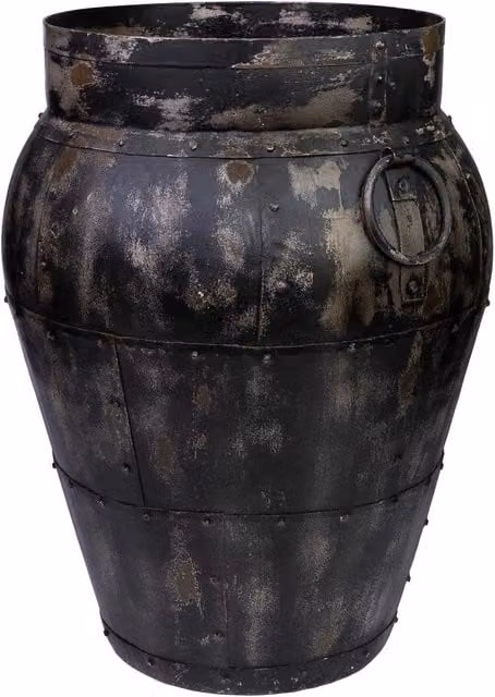 Vaso rotondo in metallo WANDERLUST DECO stile industriale, colori nero, grigio e oro, L/P/H: 45 x 45 x 57 cm – 1