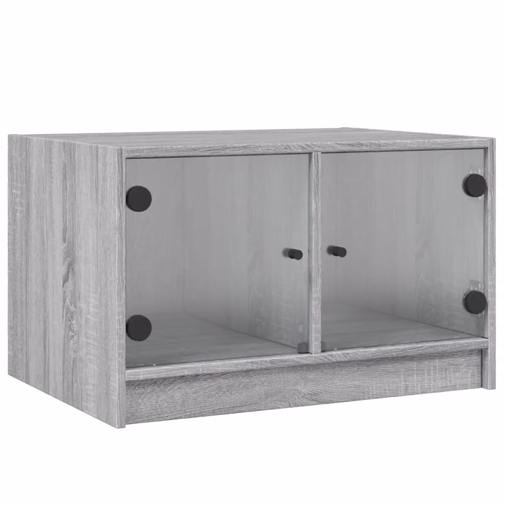 Tavolino da Salotto con Ante in Vetro Grigio Sonoma 68x50x42 cm