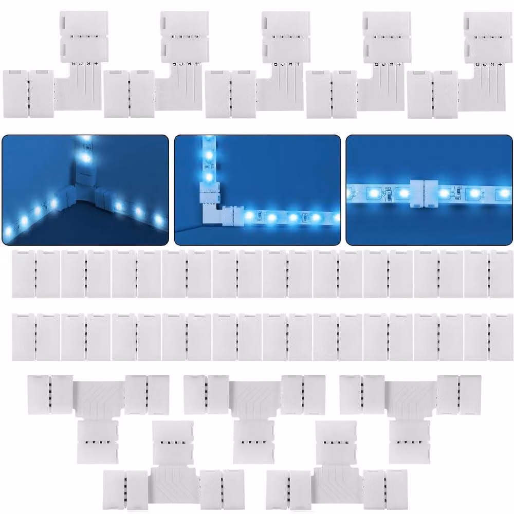 Set di 30 connettori LED RGB, 8 mm, a 4 poli, per LED SMD 5050