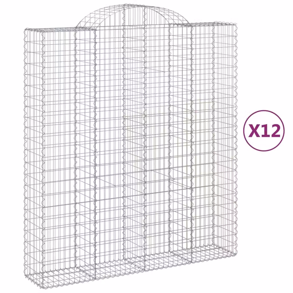 Cesti Gabbioni ad Arco 12 pz 200x50x220/240 cm Ferro Zincato
