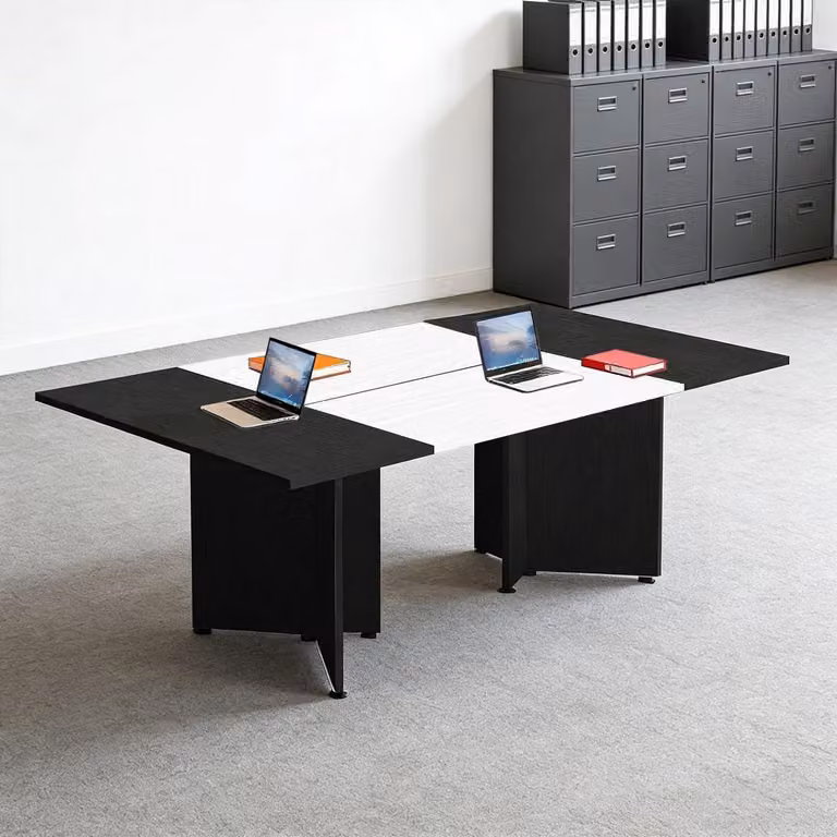 Tavolo da conferenza modulare, espandibile, dimensioni 480x120x74 cm, colore nero e bianco