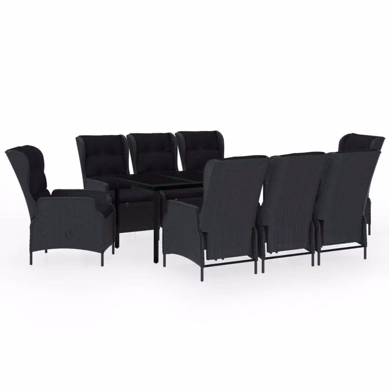 Set Mobili da Pranzo per Giardino 9 pz Grigio Scuro