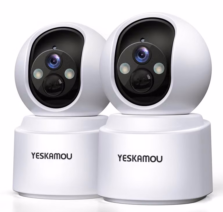 Telecamera di sicurezza interna - 2 unità, risoluzione 2,5K 4MP, alimentazione a batteria, rotazione a 360 gradi, wireless
