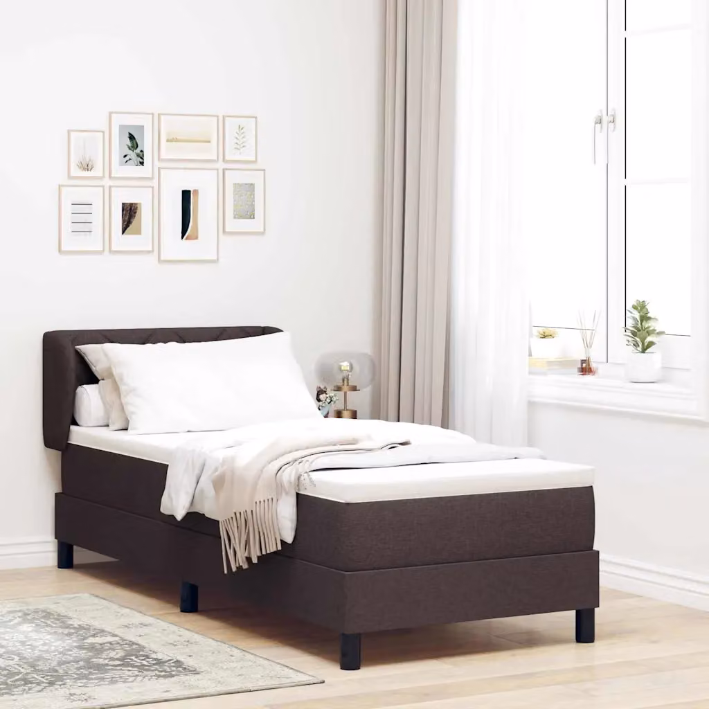 Letto a molle con testiera vidaXL in tessuto marrone scuro L: 80 cm, P: 200 cm, H: 140 cm