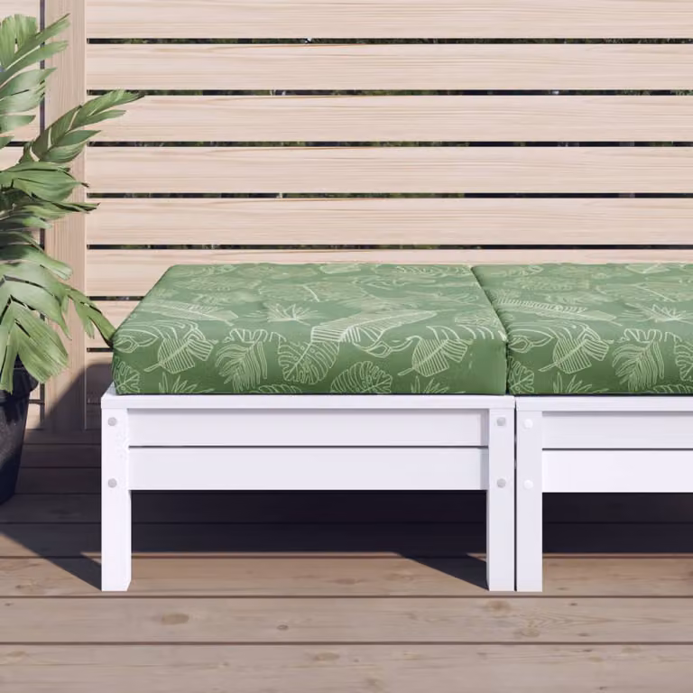 Cuscino Pallet vidaXL con Motivo a Foglie Verde in Tessuto Oxford e Schiuma, L/P/H: 60 x 60 x 8 cm