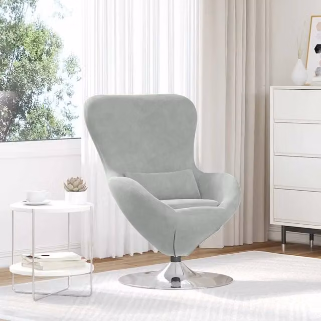 Divano Sedia-Poltrona uovo Grigio chiaro Velluto