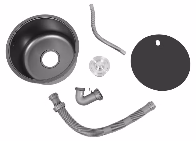 Lavello da cucina monovasca, acciaio inossidabile 304, design salvaspazio, colore nero