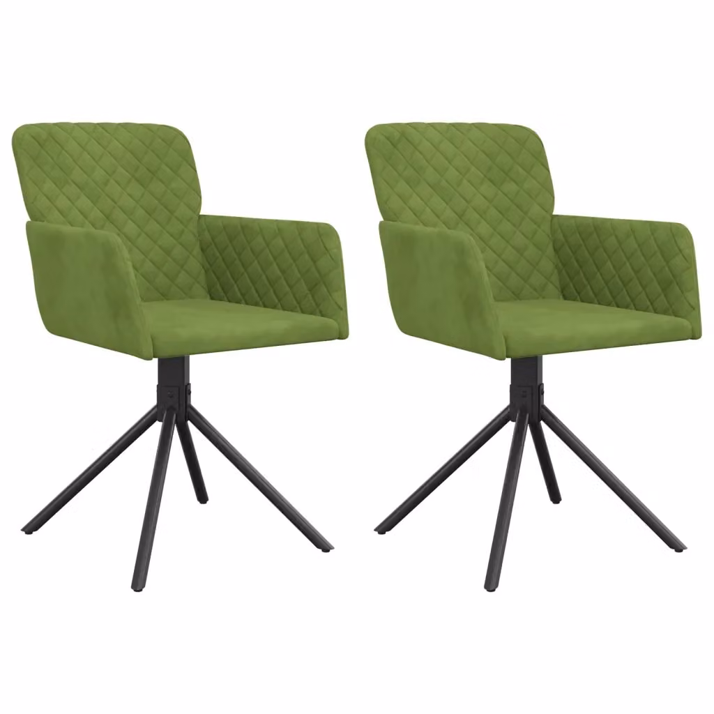 Set di 2 sedie da pranzo girevoli a 360 gradi vidaXL in velluto verde con struttura in metallo e MDF – 2