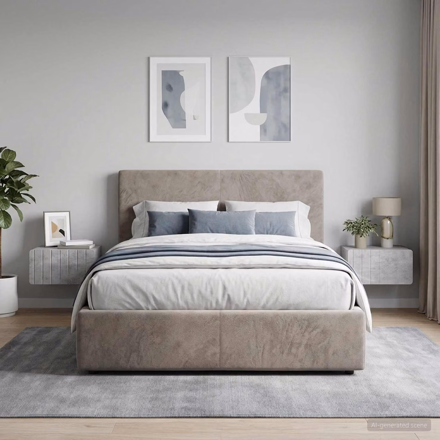 Set di 2 comodini sospesi vidaXL in stile moderno Grigio Cemento L 49 cm x P 34,5 cm x H 24 cm
