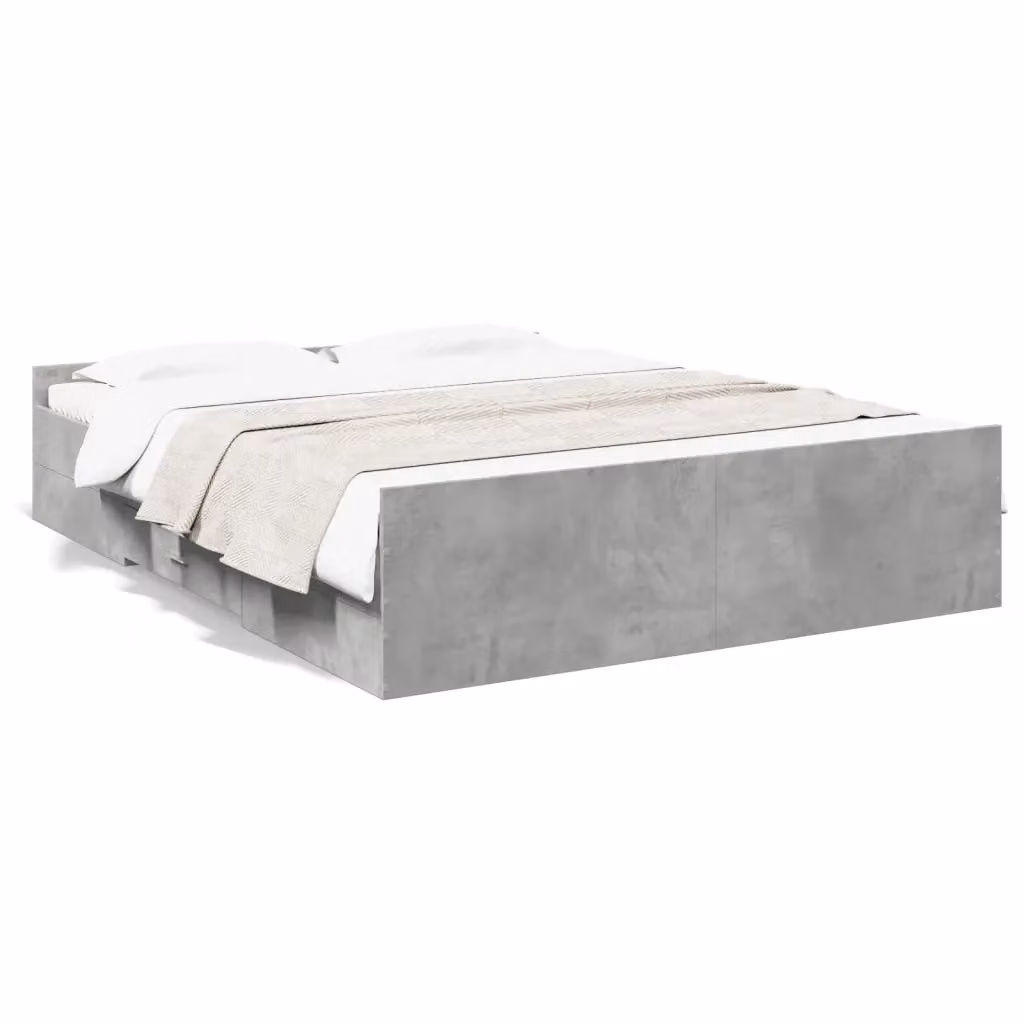 Letto con cassetti vidaXL in legno multistrato grigio cemento L: 150 cm, P: 200 cm – 2