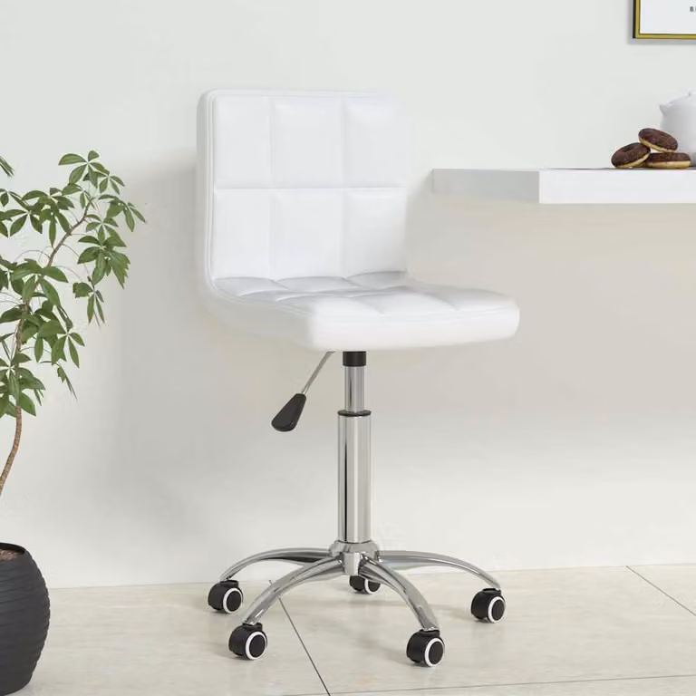 vidaXL Sedia da Ufficio Girevole Moderna in Similpelle Bianca con Ruote