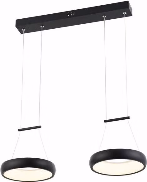 Lampada a sospensione LED Thea Reality nera con 2 anelli in metallo e alluminio