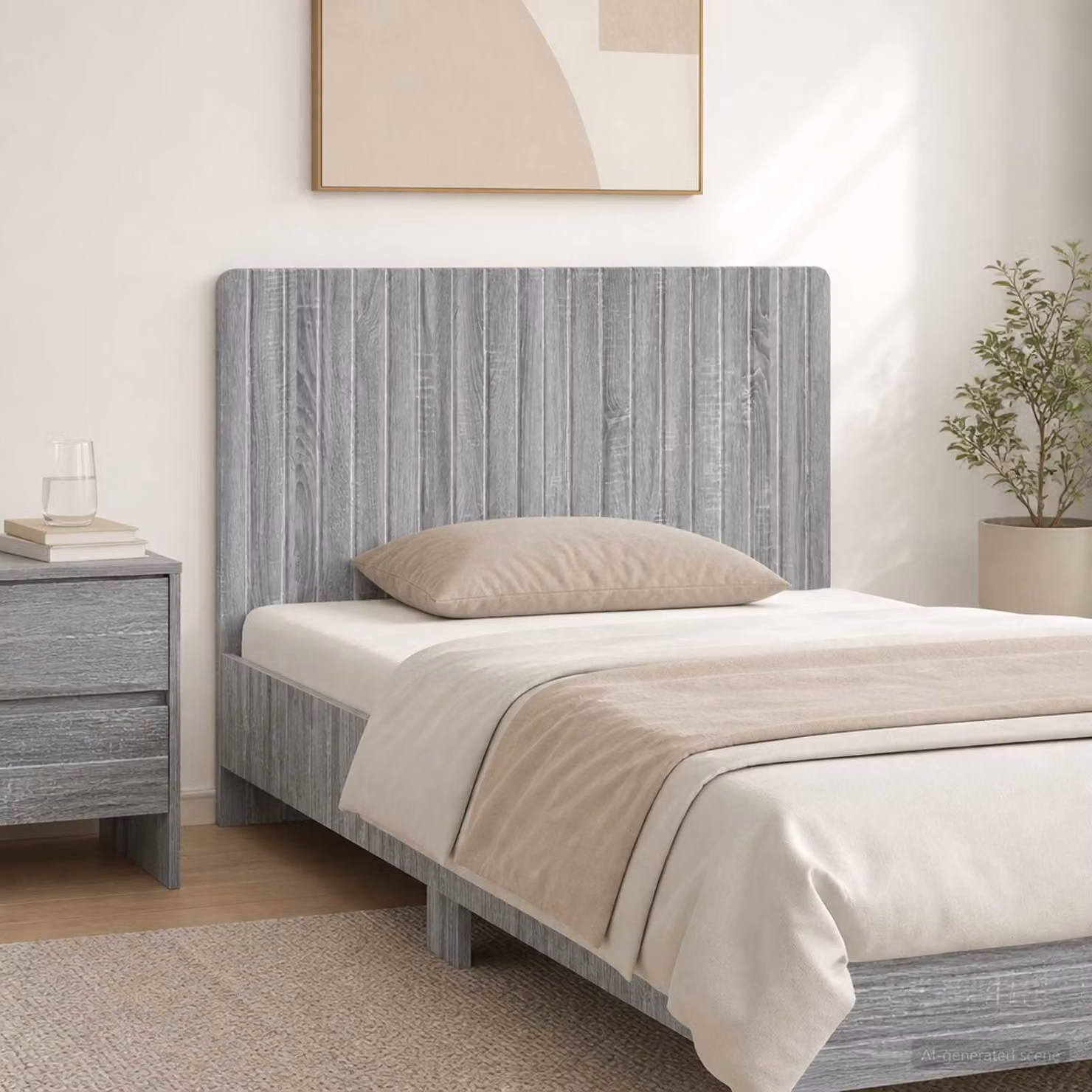 Testiera da muro vidaXL ZWOLLE grigio con ripiano integrato in legno ingegnerizzato L: 120 cm, H: 50 cm, P: 10,6 cm