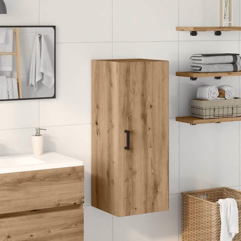 Mobile a parete vidaXL in stile moderno, colore rovere marrone, L 34,5 cm x P 34 cm x H 90 cm
