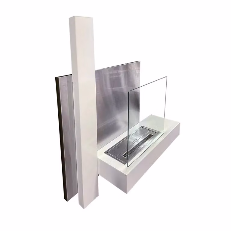 Divina Fire Camino a Bioetanolo da Parete Vienna Bianco L: 65 cm, P: 23 cm, H: 75 cm
