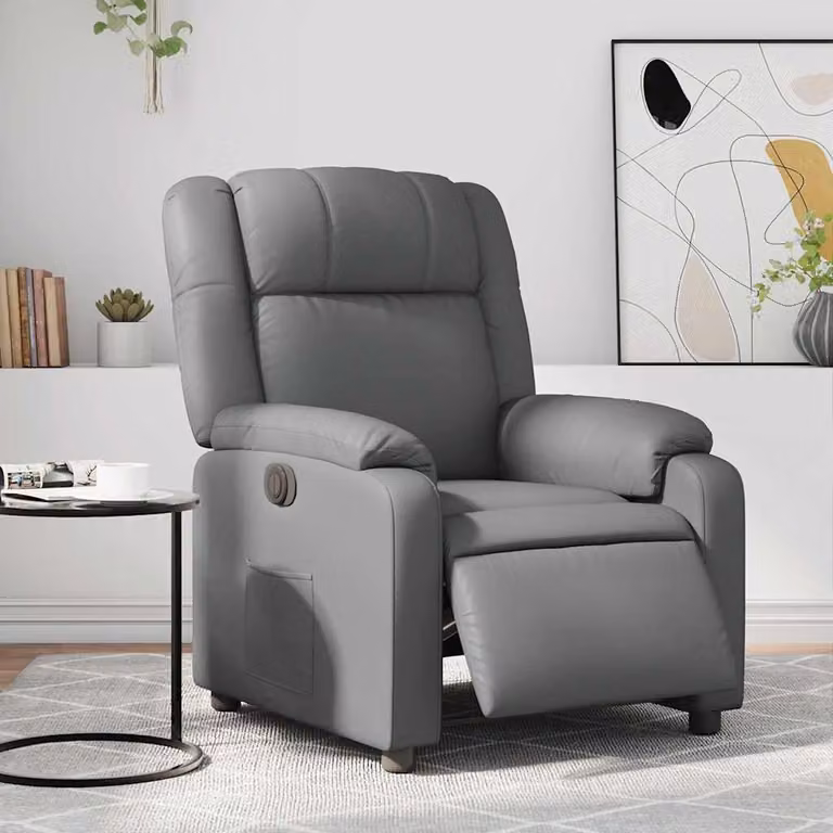 Poltrona Reclinabile Elettrica vidaXL in Similpelle Grigia con Braccioli e Design Moderno