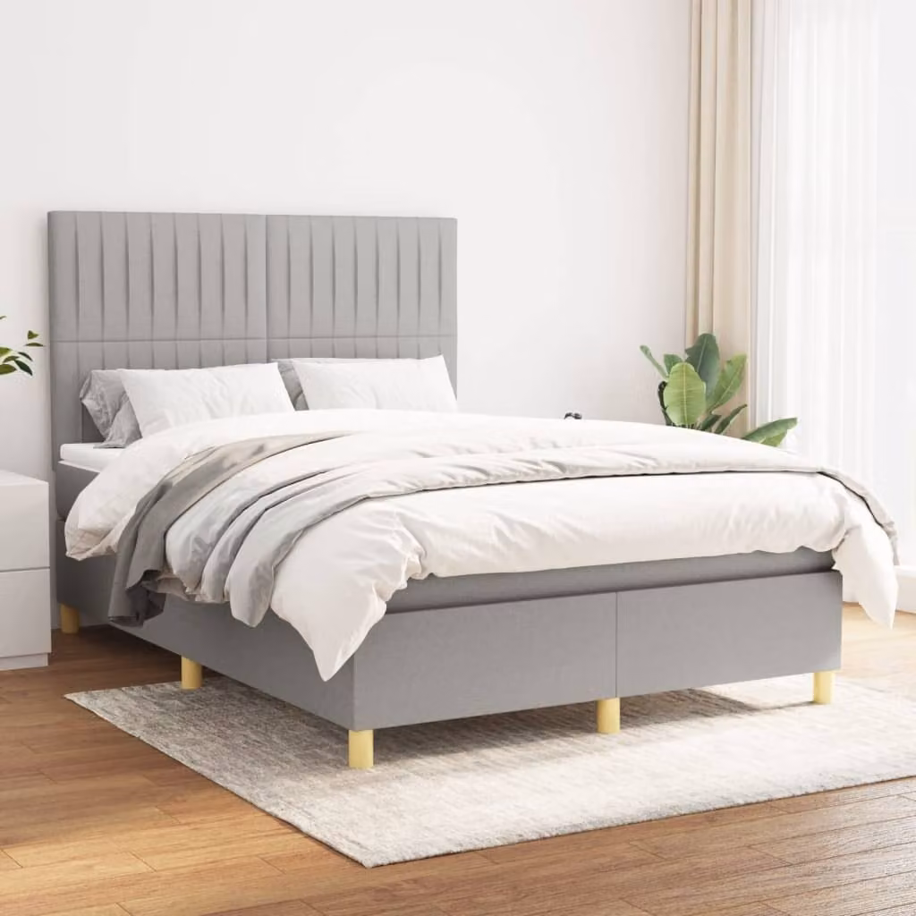 Maison Exclusive - Giroletto a Molle con Materasso Grigio Chiaro 140x190cm Tessuto