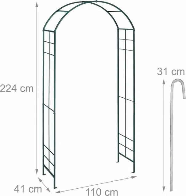 Arco per rose in metallo decorativo giardino 240 x 150 x 30 cm supporto per piante rampicanti in ferro nero 13_0014978