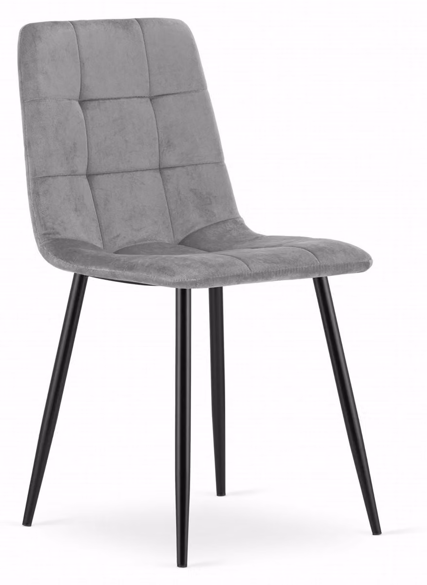 Sedia KARA in velluto grigio chiaro con gambe nere