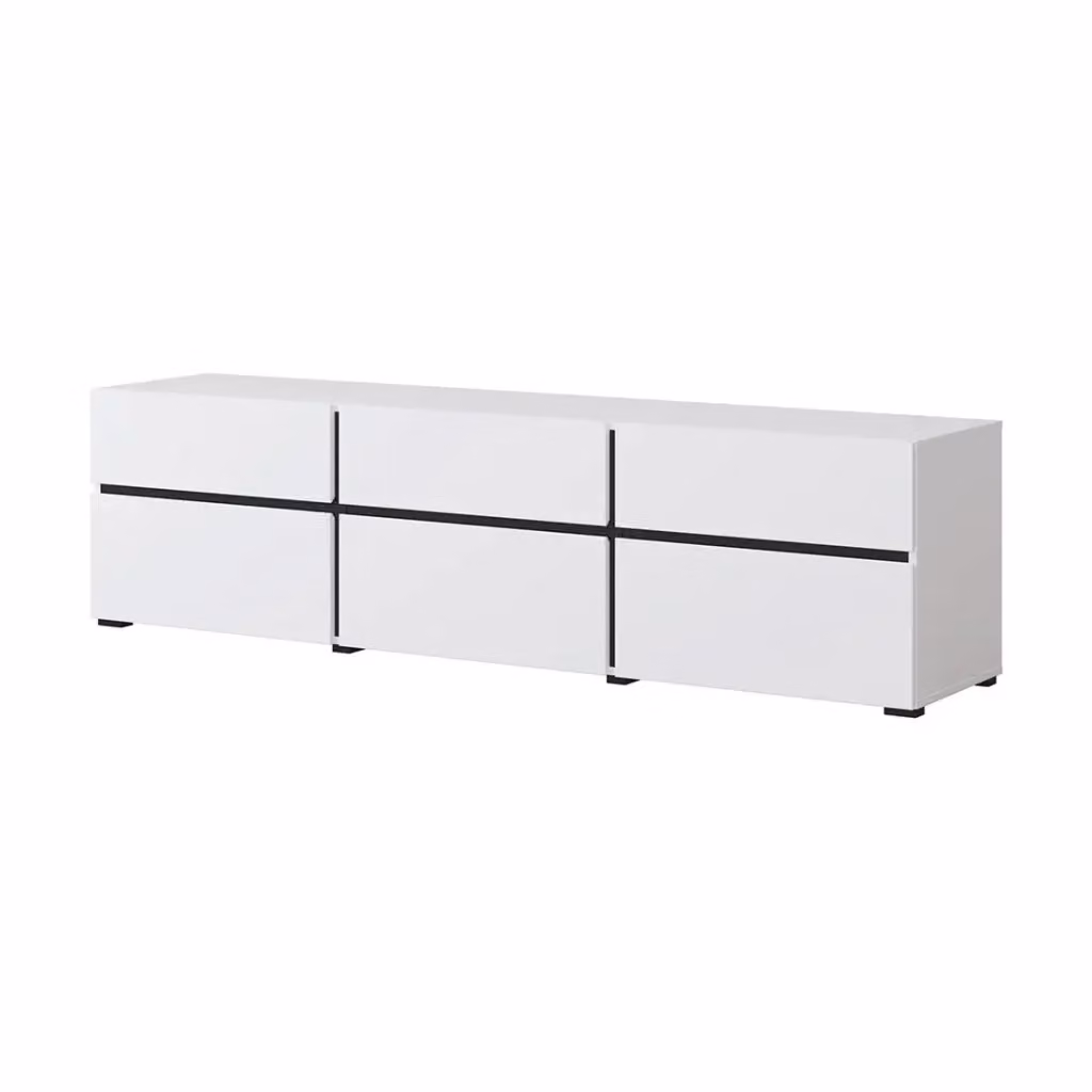 Set mobili da soggiorno HAVANA Meublorama con credenza alta, mobile TV e credenza bassa, design moderno bianco e nero in MDF e metallo, L/P/H: 178 x 40 x 139 cm – 2