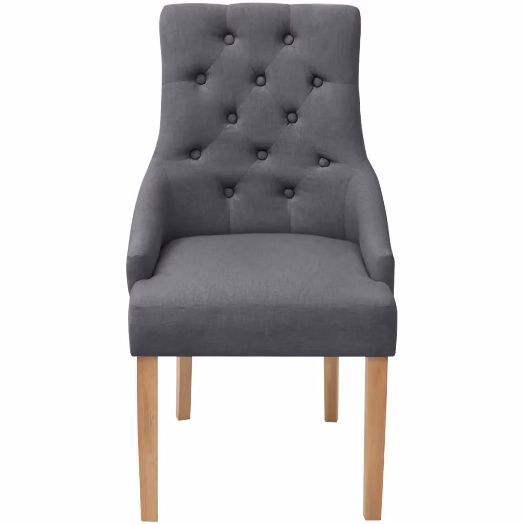 Set di 6 sedie da pranzo vidaXL in tessuto grigio con struttura in legno di quercia – 2