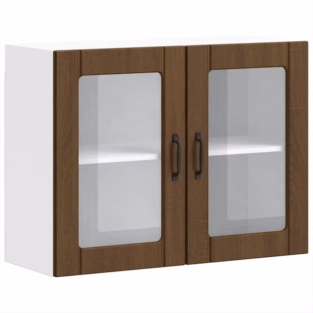 Armadio pensile da cucina dal design pratico 80 x 31 x 60 cm in legno multistrato rovere marrone 02_0050199