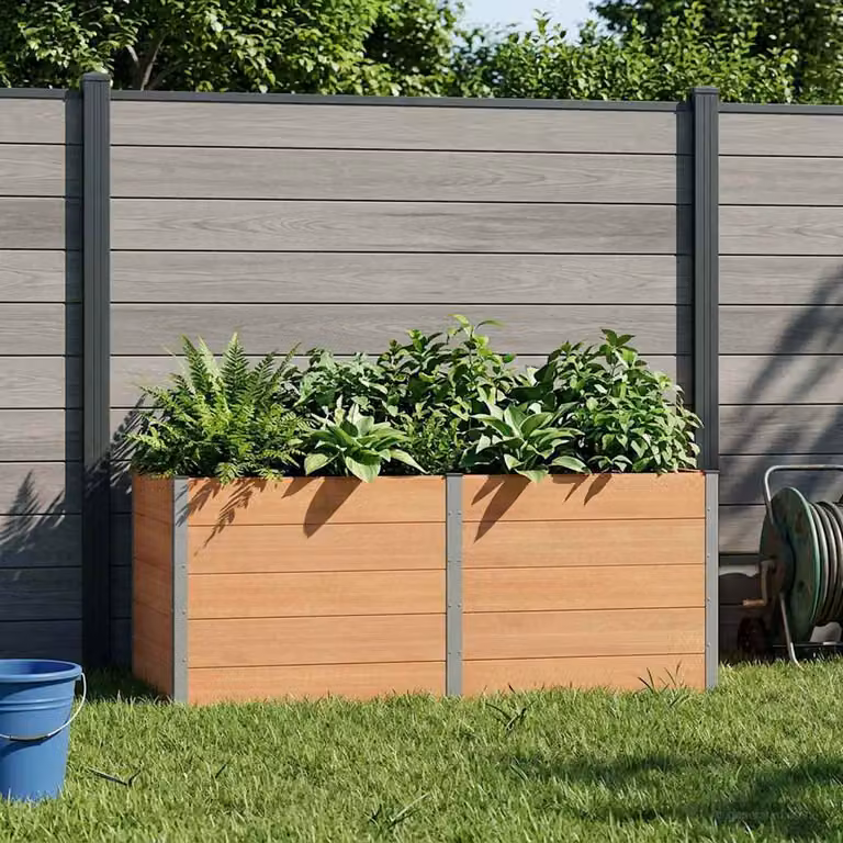 Letto rialzato da giardino vidaXL in WPC e alluminio, Marrone, L: 250 cm, P: 100 cm, H: 91 cm