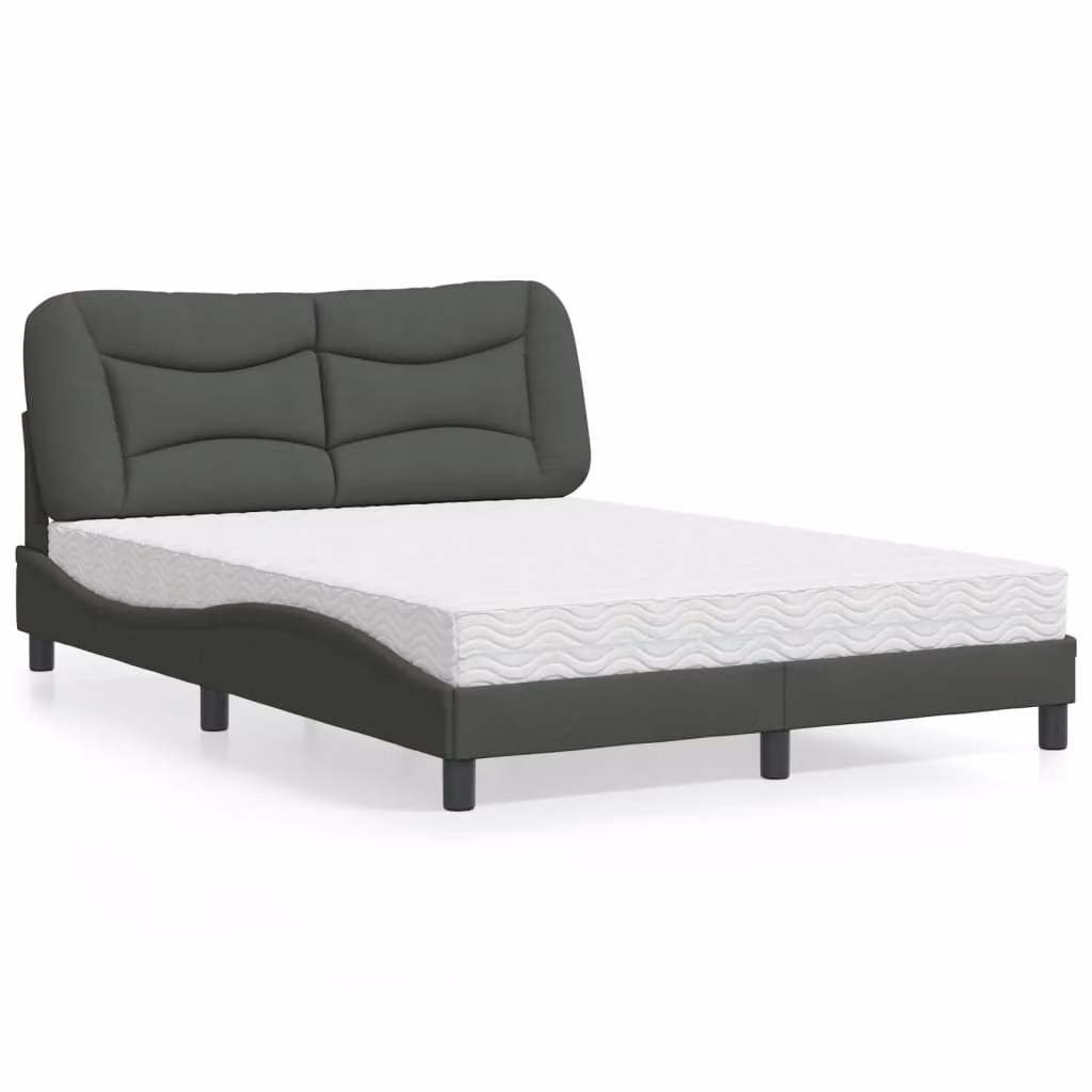 Letto con Materasso Hvar vidaXL in Tessuto Grigio e Bianco L/P/H: 120 x 200 cm – 1