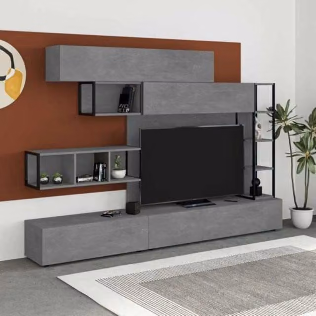 Parete attrezzata moderna Tronador Effezeta Italia colore cemento L: 260 cm