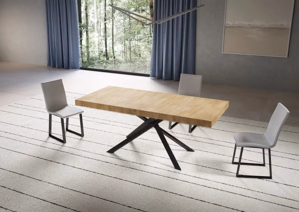 Tavolo Allungabile Moderno GIORDANOSHOP Niket in Quercia con Gambe Antracite L/P/H: 200-460 x 90 x 77 cm – 2