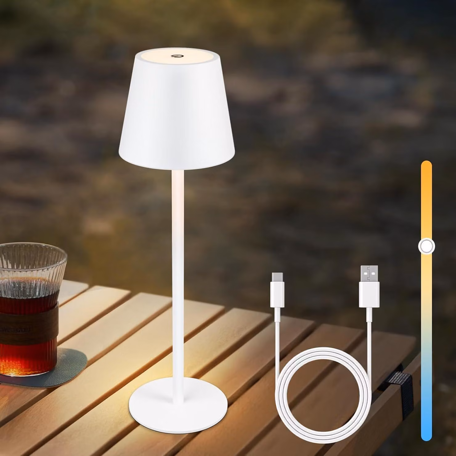 ZMH Lampada da tavolo a batteria LED Lampada da comodino Lampada da tavolo touch dimmerabile Bianco IP54 Lampada da letto Lampada da tavolo USB Lampada da tavolo ricaricabile Scrivania in metallo Camera da letto
