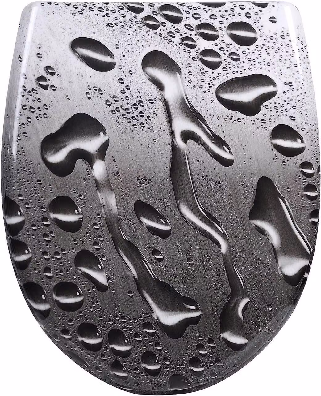Copertura per WC in Duroplast con sistema di chiusura rallentata e fissaggio rapido, motivo "goccia di rugiada", colore grigio