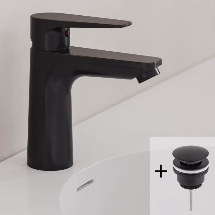 Kronenbach Radia 3.0: Miscelatore monocomando per lavabo con valvola di scarico a scomparsa, portata di 5 l/min