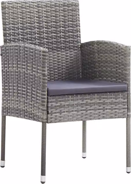 Sedie Giardino con Cuscini Grigio Scuro 4 pz Grigie Polyrattan 318708