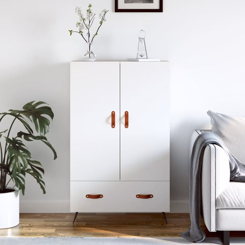 Credenza moderna vidaXL bianca in legno multistrato L: 69,5 cm, P: 31 cm, H: 115 cm