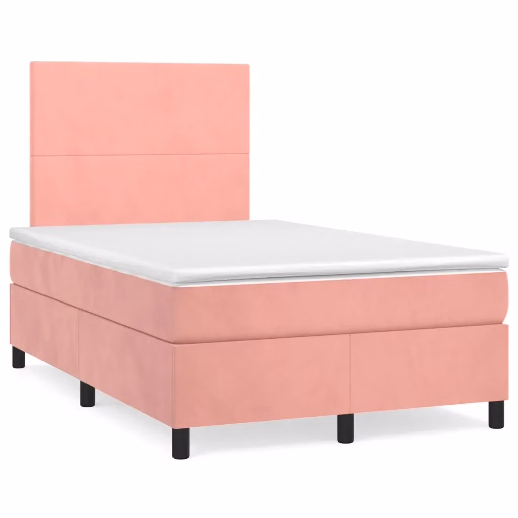 Letto con Giroletto a Molle e Materasso Ibrido vidaXL in Velluto Rosa e Bianco L/P/H: 200 x 120 x 40 cm – 2