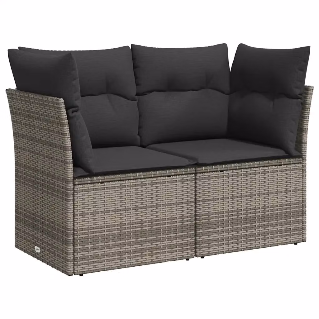 Divano da giardino a L con cuscini vidaXL in polyrattan grigio con coperture rimovibili – 2