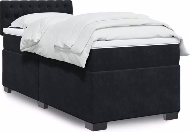 Maison Exclusive - Letto a Molle con Materasso Nero Singolo in Velluto