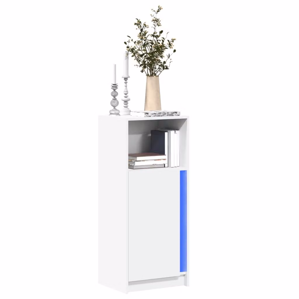 Credenza moderna vidaXL bianca con illuminazione LED in legno e MDF L 42,5 cm x P 34 cm x H 100 cm