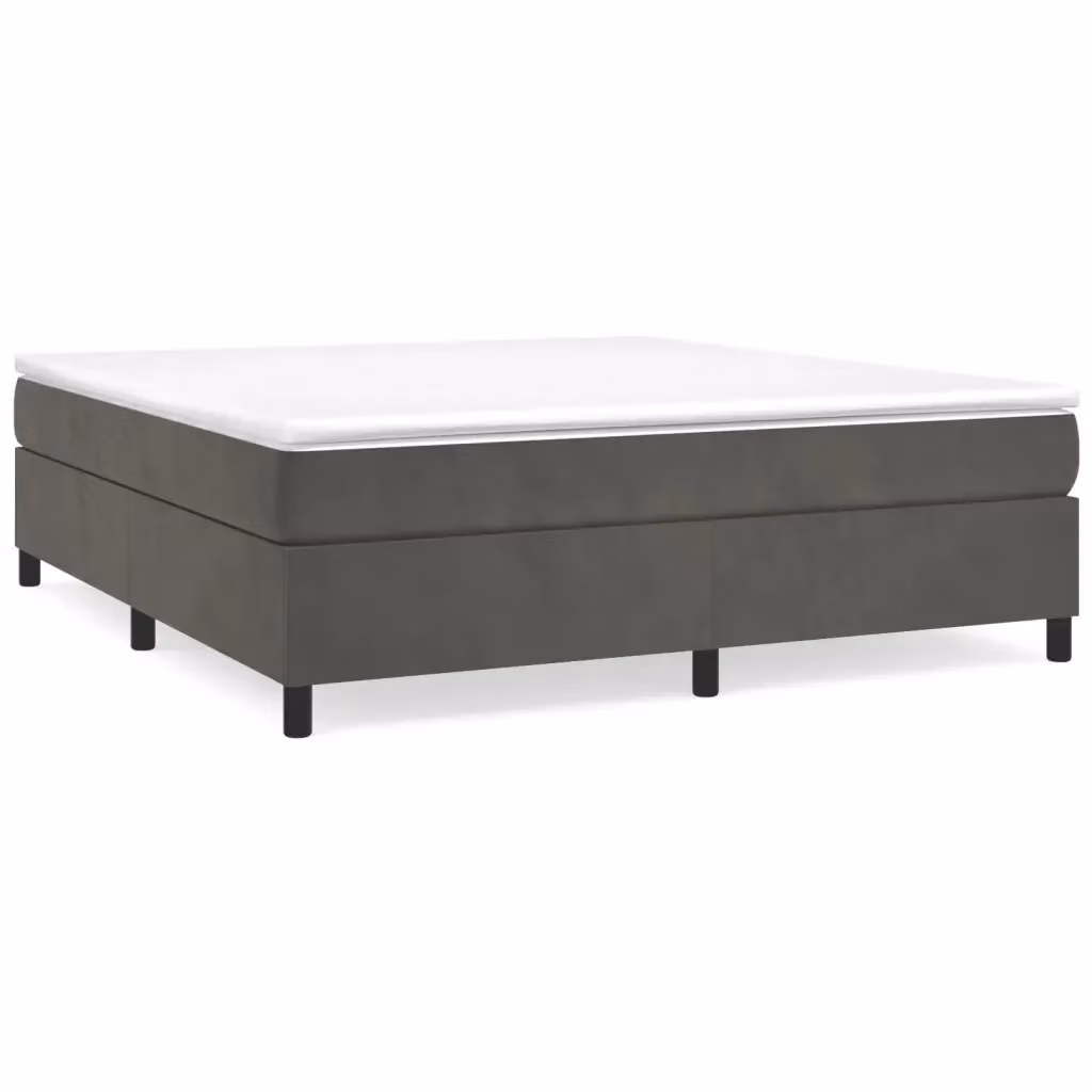 Letto Ibrido vidaXL con Giroletto a Molle e Materasso in Velluto Grigio e Bianco L/P: 160 x 200 cm – 2