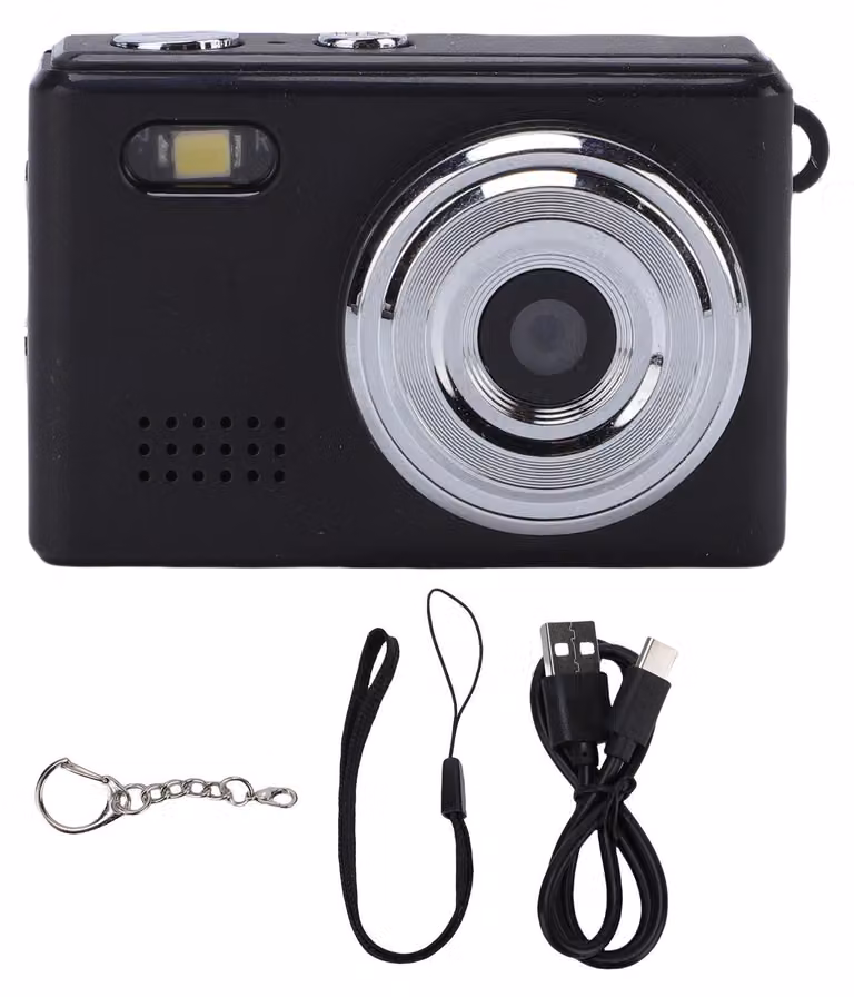 Portachiavi con fotocamera digitale 1080p HD 2 MP, 100 minuti di autonomia della batteria, videocamera portatile compatta con cinturino da polso per studenti, nero