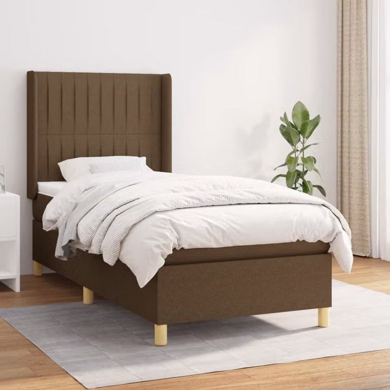 Maison Exclusive - Giroletto a Molle con Materasso Marrone Scuro 90x190cm Tessuto