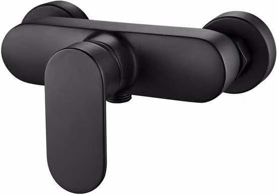 Rubinetto per lavabo da parete, con valvola termostatica, in ottone massiccio, finitura nera opaca