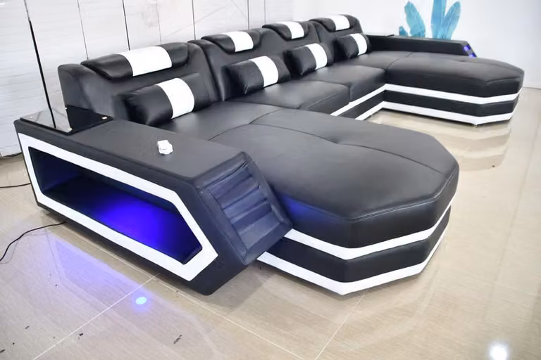Ledersofa Sofa Modernes Polster Leder Wohnlandschaft Design Ecksofa Couch