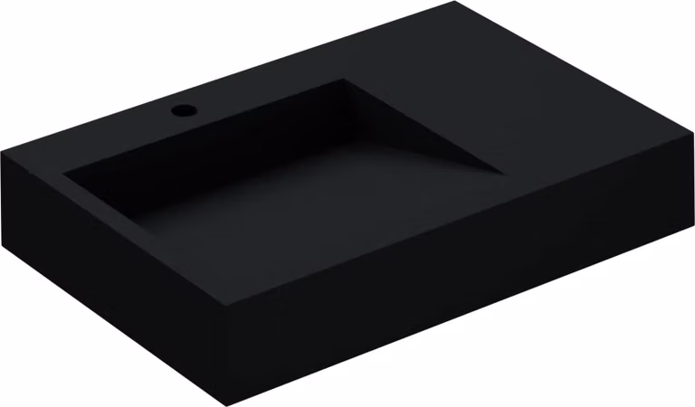 doporro Lavabo da Appoggio Rettangolare, Lavabo Sospeso con Foro Rubinetto in Marmo Resina Antracite Opaco 75x50x13cm, Lavandino Bagno Colossum11-750