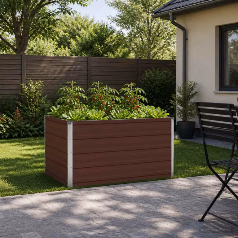 Letto rialzato da giardino vidaXL in metallo Corten marrone L: 100 cm, P: 80 cm, H: 55 cm