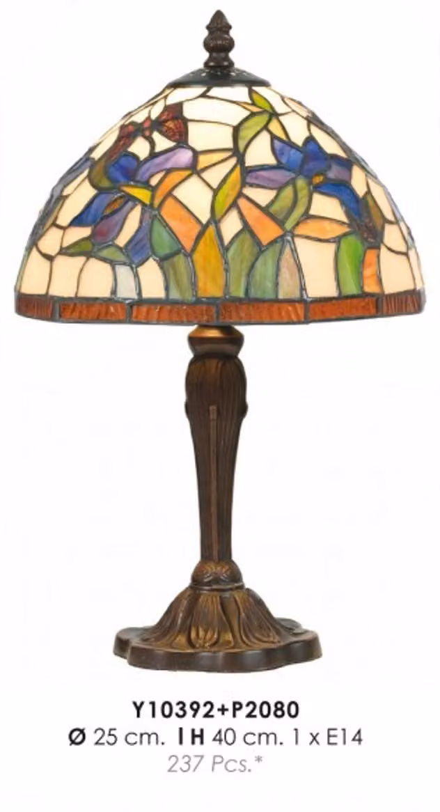 Casa Padrino Lampada da tavolo Tiffany Ø 25 x H. 40 cm - Lampada sgabello Tiffany fatta a mano
