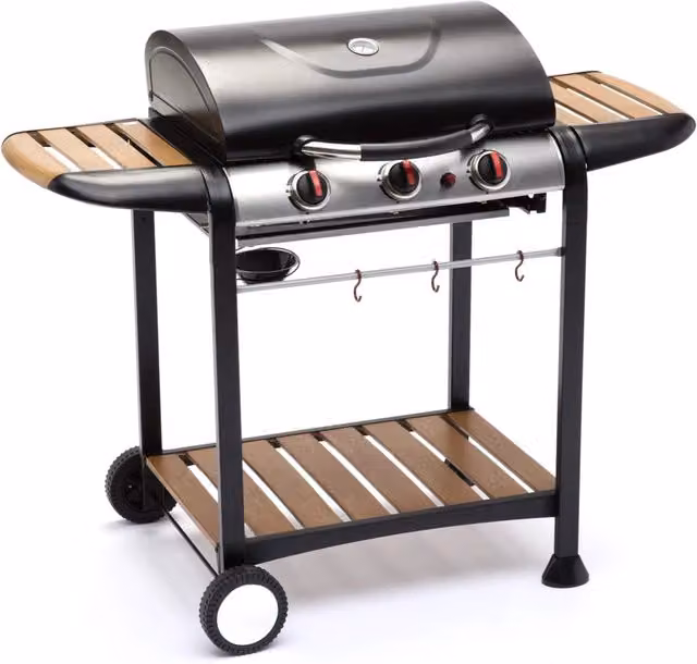 Barbecue a Gas GPL 3 Fuochi 122x57x98 cm in Acciaio Nero