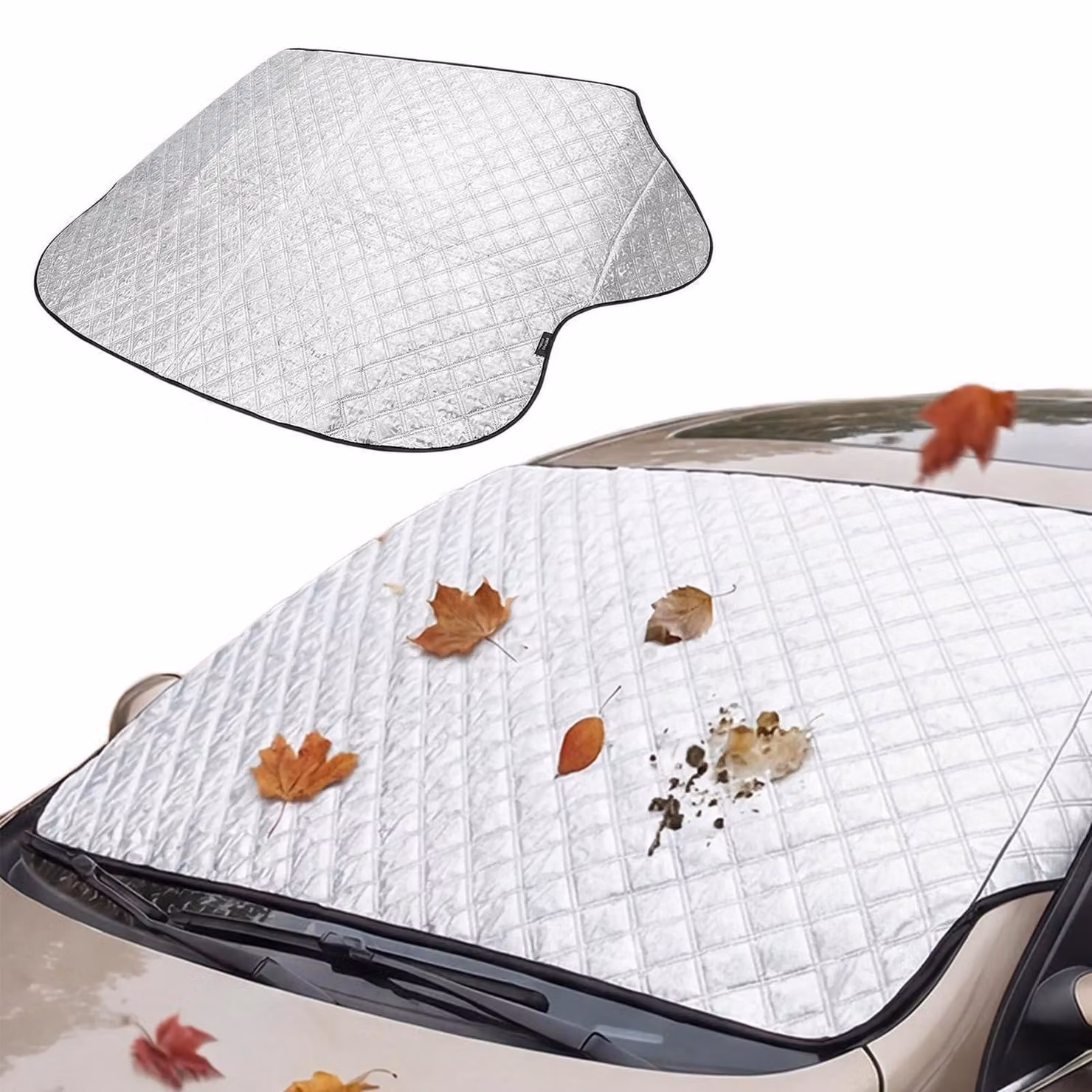 Copertura per parabrezza auto, inverno, 145x100 cm, a 4 strati, pieghevole, protezione contro neve, ghiaccio, gelo, polvere e sole