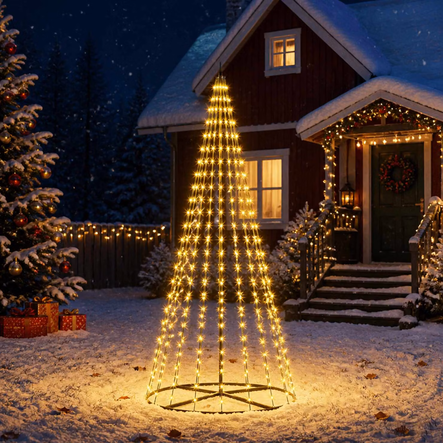 vidaXL Albero di Natale LED 235 cm 500 LED Bianco caldo Ferro Nero